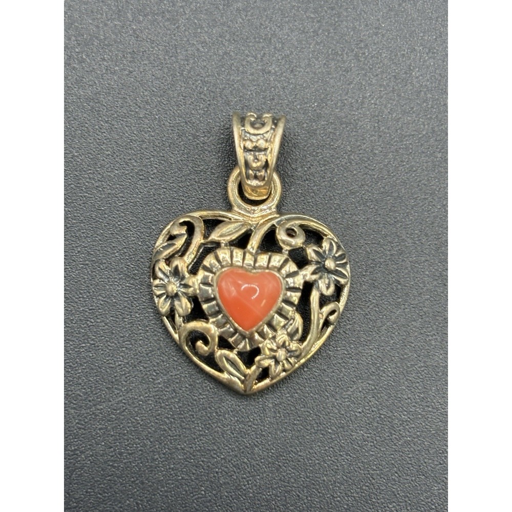 Vintage Sterling Silver Spiny Oyster Heart Pendant 925 E22